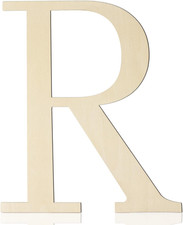 Large Wooden Letters 12 Inch Paintable Wood Letter R for Wall Decor, 1/5 Inch Th