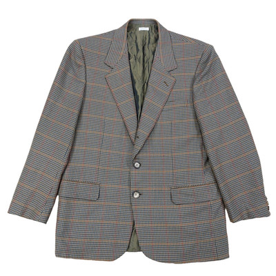 Brioni Wool Cashmere Blazer Sport Coat 39S/49S, Houndstooth Plaid, Made In Italy