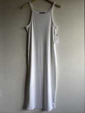 BNWT (£36) URBAN OUTFITTERS White Ribbed Body Con Dress Size XL (16-18)