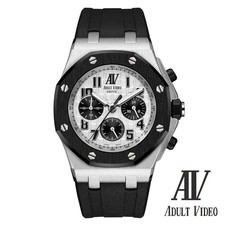 Orologio OMECO Adulto Video Erotico Nero Lunetta Bianca Quadrante Quarzo Cronografo VK63 5