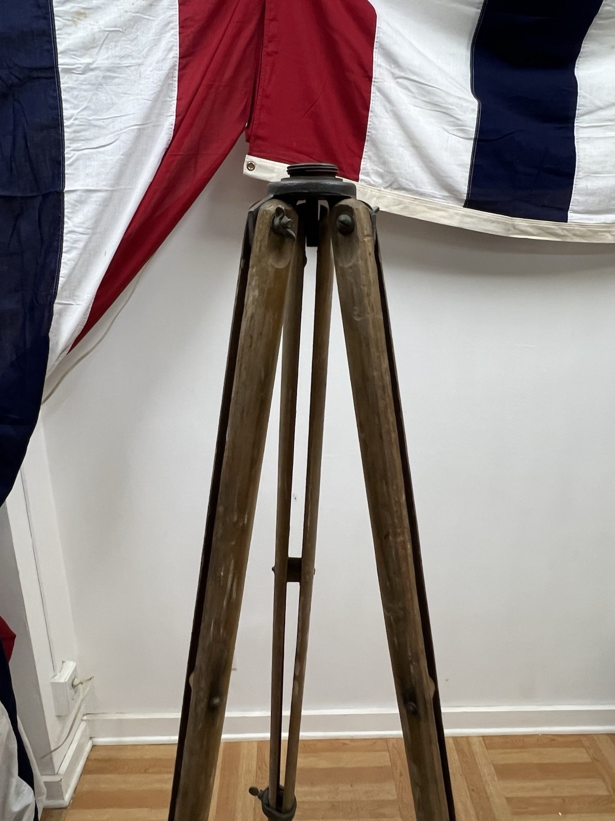 Vintage WOOD TRIPOD rustic decor transit lamp stand survey industrial adjustable