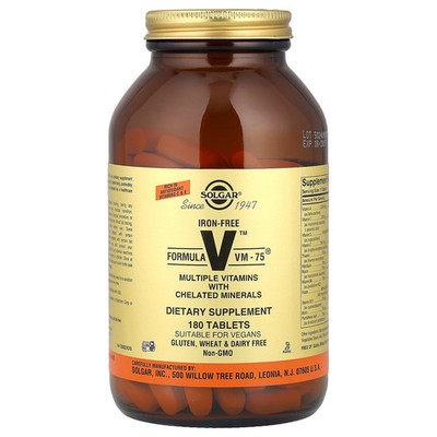 Formula V  VM-75 , Multiple Vitamins with Chelated Minerals, Iron-Free, 180