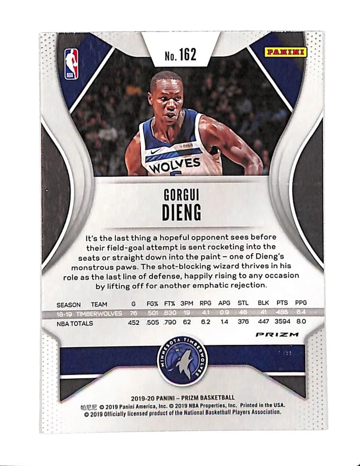 2019-20 PANINI PRIZM BASKETBALL 162 GORGUI DIENG SILVER PRIZM - Image 2 of 2