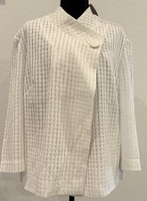 Chico s Swing Textured Jacket Antique White 3/4 Sleeves Size 4 XXL NWT