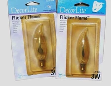 (2) Vtg DecorLite 3w Flicker Flame By Westinghouse