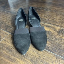 Eileen Fisher Hilly Black Suede D’Orsay Low Wedge Pumps Size 8.5 Classic Modern