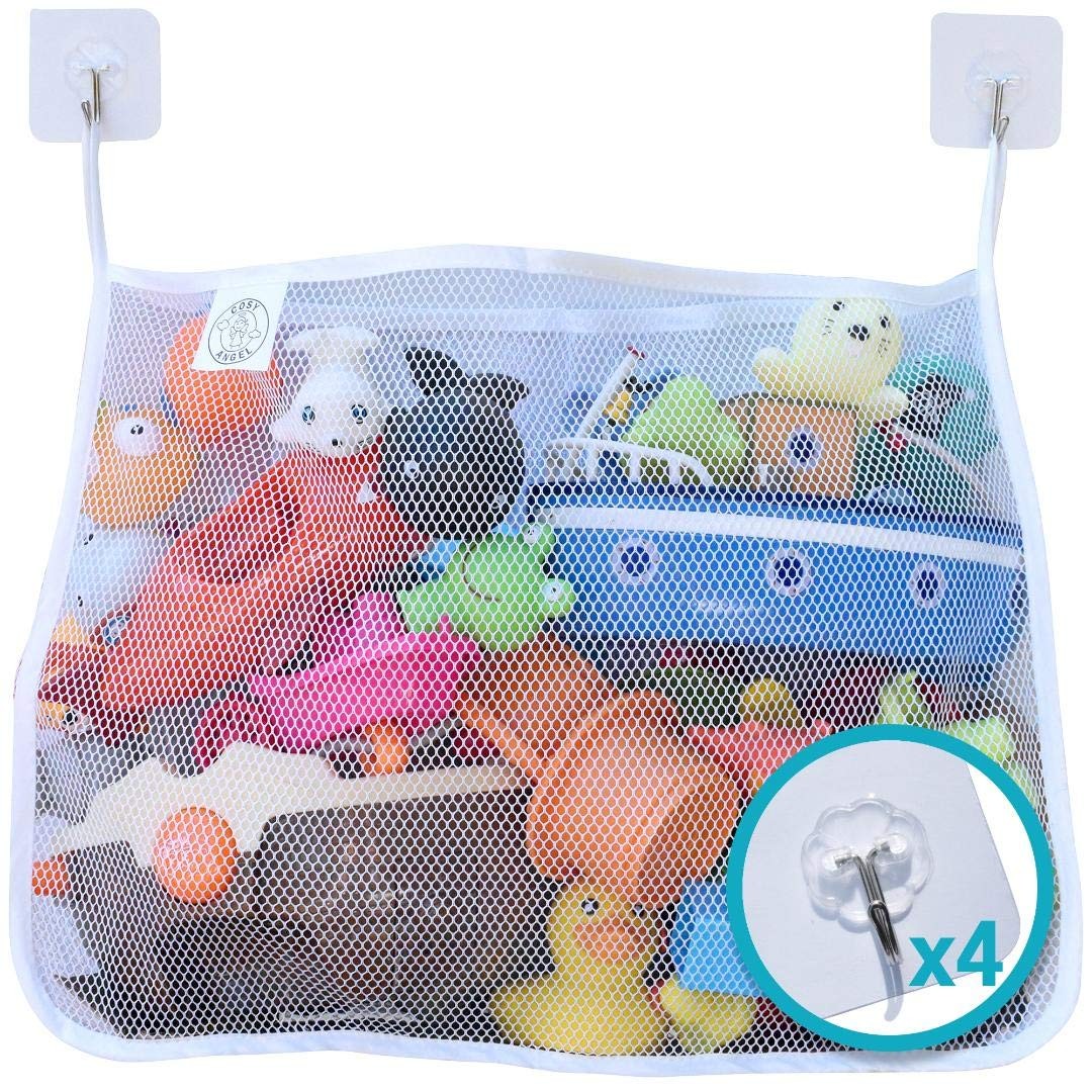 COSY ANGEL Baby Bath Toy Bag for Toys Large Organiser Bathroom L, White