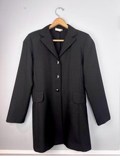 Vintage 90s Black Longline Blazer Light Shoulder Pads Unlined Women's Medium
