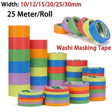 25M Washi Coloured Masking Tape Easy Tear DIY Craft Width 10/12/15/20/25/30mm