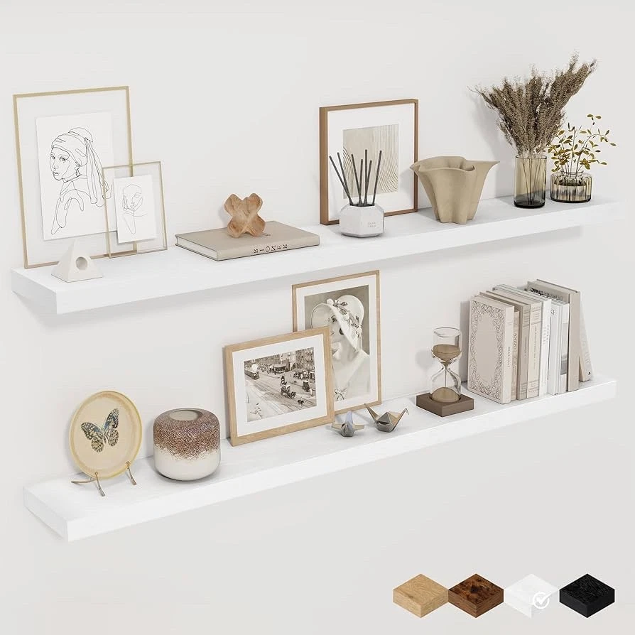 White Deep Floating Shelves 36 x 12 inch for Wall