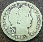 US 1905-O Barber Quarter  **
