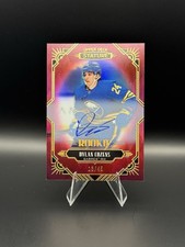 2020-21 Upper Deck Stature Dylan Cozens Rookie Auto Red /45 RC On Card Autograph. rookie card picture