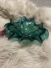 Vintage Murano Glass Bowl Barovier Toso Flower Console Dish Rolled Edge 8.75"D