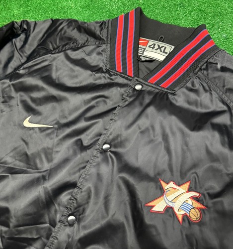 Philadelphia 76ers Sixers Nike Team Satin Black Varsity Jacket NBA Size 4XL - Picture 3 of 7