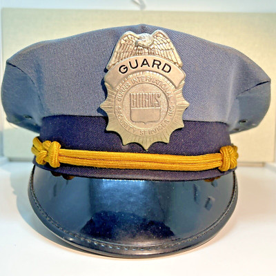 Burns International Security Officer Hat Badge Visor Cap Very Worn Vintage