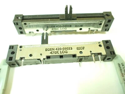 EGEN 470K Logarithmic Slider Potentiometer 470K 84mm x 13mm Vintage Audio x2pcs