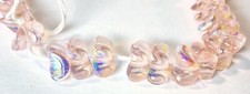 1 Strand 85 Czech Glass AB Light Rose Pink 13x8.5mm Twisted Rondelle Beads 