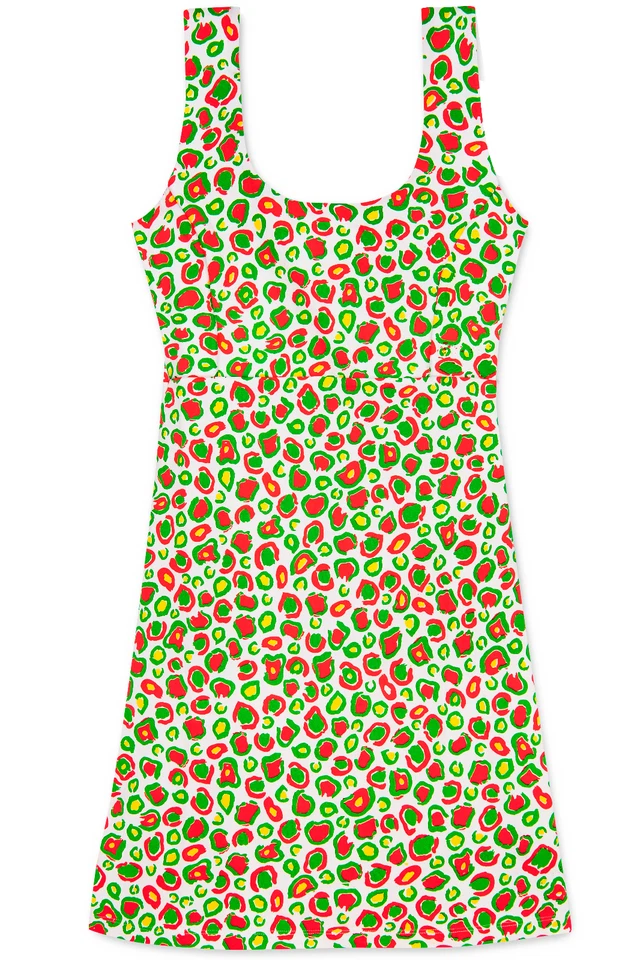 Women's Dress - Printed Cheetah Dress - Sundress - XL - Neon Green Orange