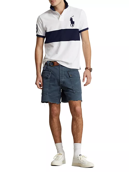 $148 Polo Ralph Lauren Mens Striped Cotton Polo Shirt, White Multi