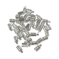 Crimp Ends Silver Plated  Fold Over Cord Tips for Leather. 3 Sizes  C29 50 pack