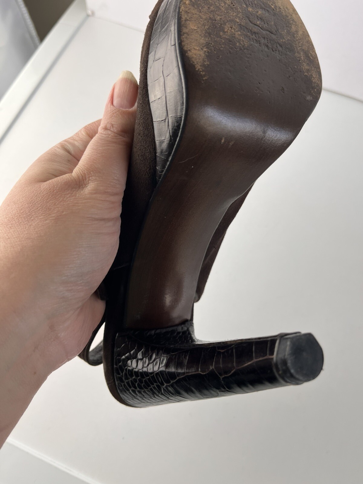 Stuart Weitzmann Brown Suede Platform Women's Pee… - image 14