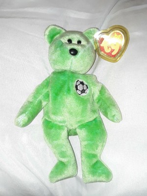 green soccer bear beanie baby