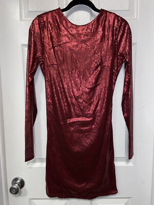 rebecca stella sequin dress Rebecca Stella Women's Backless Red Sequin Dress 31.5” Neck To Bottom Size:  S