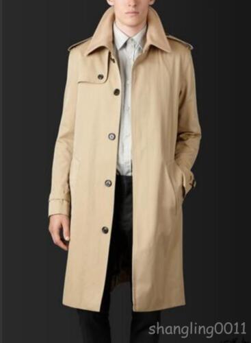 Mens Single Breasted SliM Fit Long Trench Coat Formal Business Parkas S4 M-9XL - Imagen 10 de 26