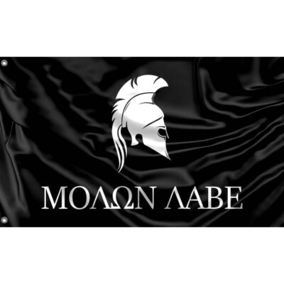 Schwarze Molon Lab Flagge einzigartiges Design 3x5 Fuß / 90x150 cm Made in EU