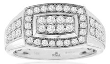 ESTATE LARGE 1.0CT DIAMOND 14KT WHITE GOLD 3D ROUND PAVE RECTANGULAR MENS RING
