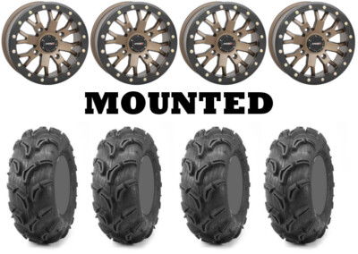 Kit 4 Maxxis Zilla Tires 27x10-14 on System 3 SB-4 Beadlock Bronze Wheels POL