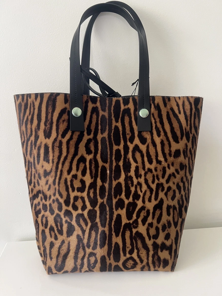 New PROENZA SCHOULER Leopard Print Calf-Hair North South Tote Bag Handbag