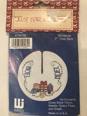 Miniature 7'' Tree Skirt Cross Stitch Kit -Wang's Just For Keeps -Dollhouse etc..