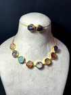 Necklace with stud Natural Rough Stone Gift For Her .