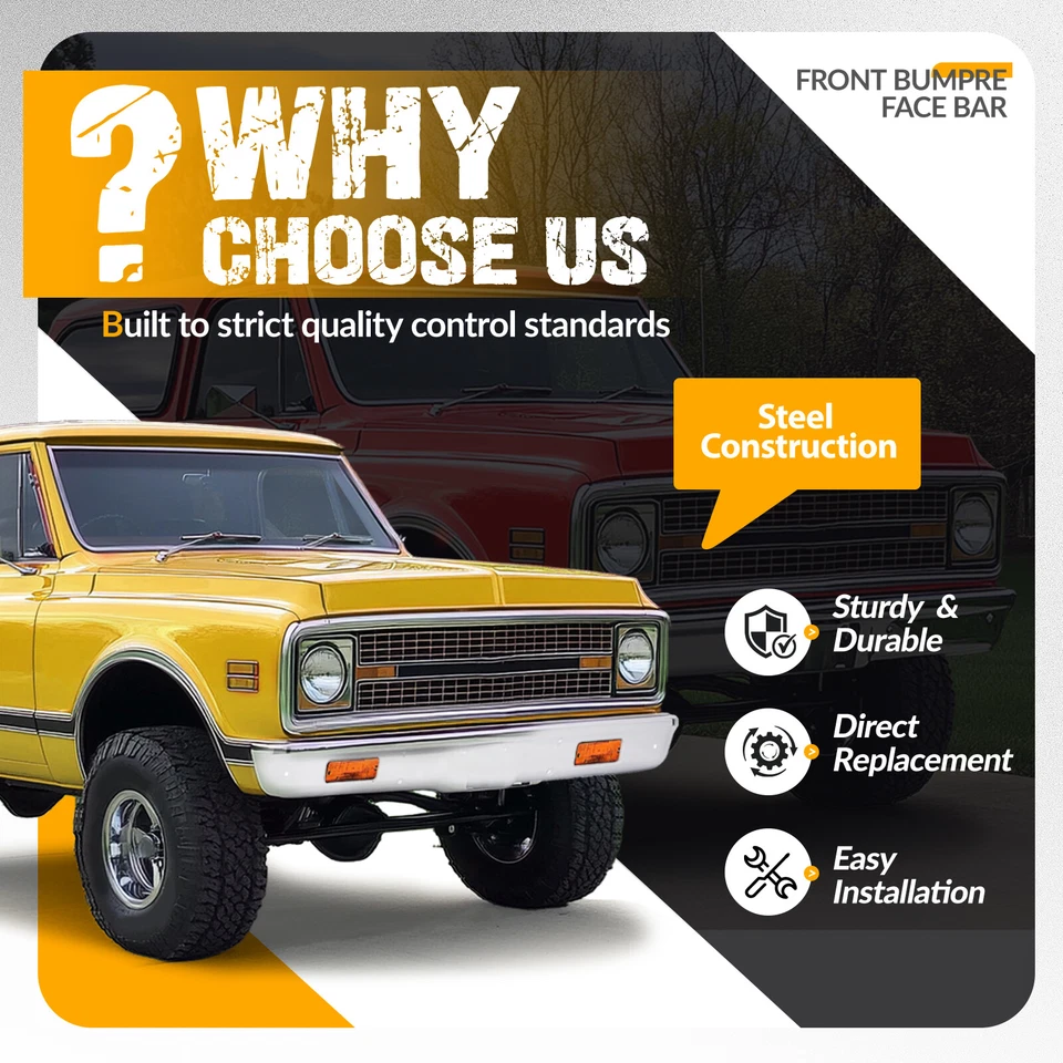 Barra frontal de parachoques cromada para Chevrolet Blazer GMC C15 K2500 1971 1972 Foto 3 de 4