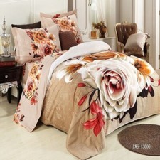 DUVET COVER QUEEN Microfiber 3D Floral Reversible w/Shams  PRESTINE CONDITION 