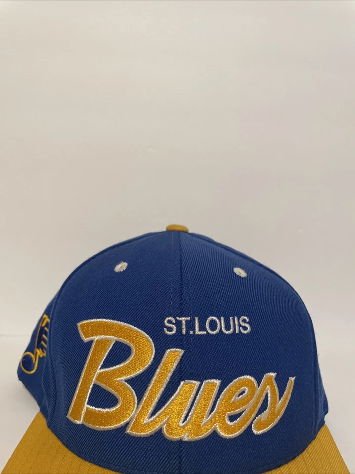 De colección Mitchell & Ness St. Louis Blues Script Snapback Sombrero NHL 100% Lana Foto 2 de 4