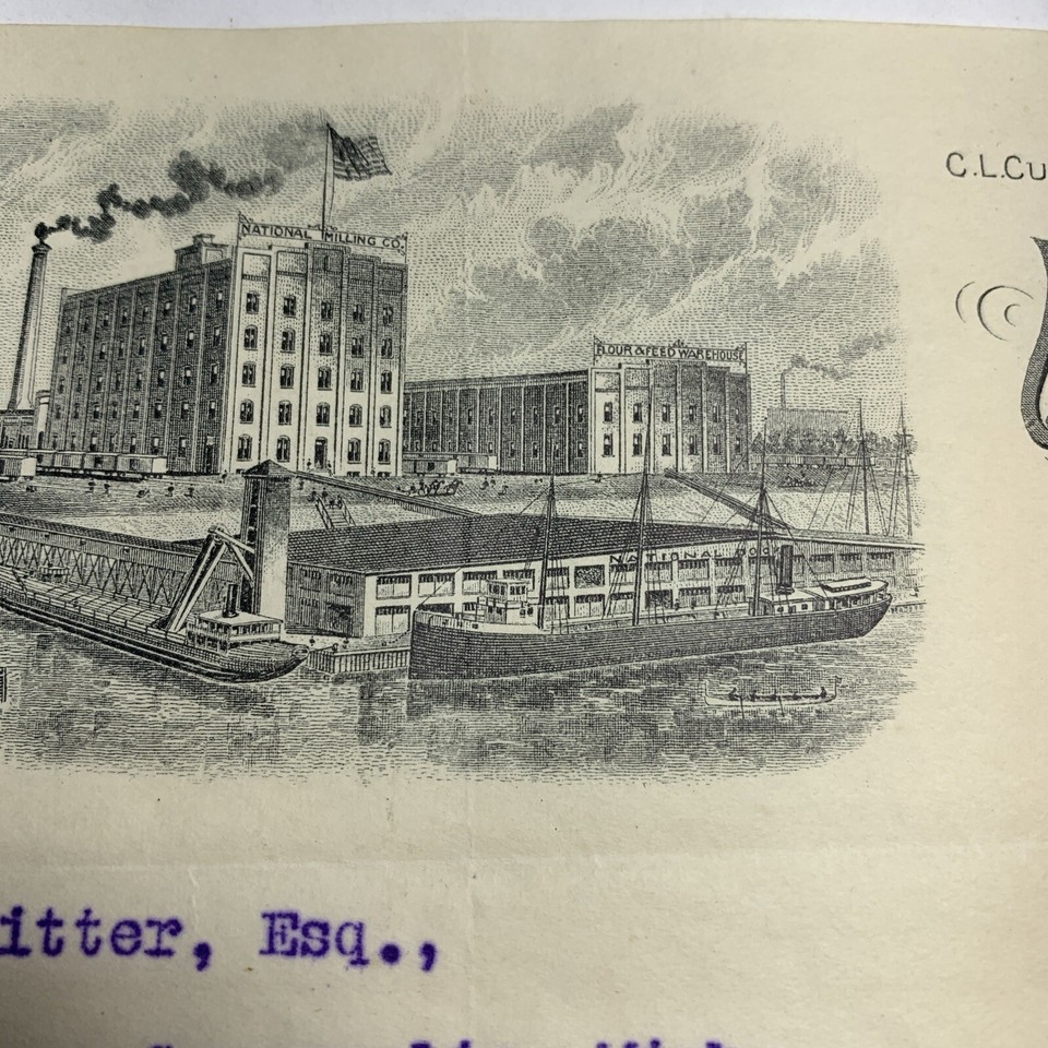 Letterhead National Milling Flour Mill Toledo Ohio Ship & Factory
