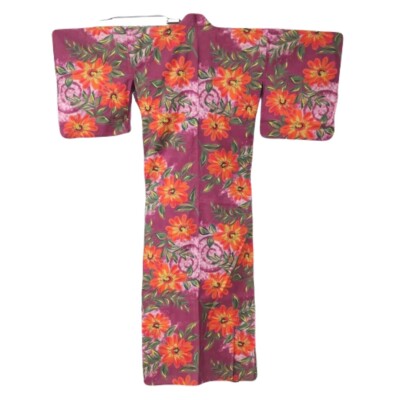 New Japanese Yukata Kimono Cotton Iris Made in Japan flower robe dress ...