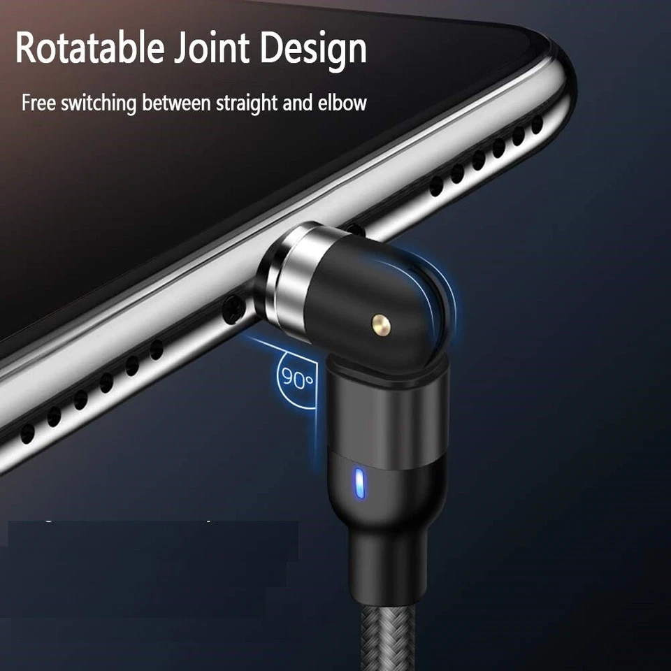 3-in-1schwenkbar Magnet Ladekabel 2m USB Schnellladekabel iPhone Typ C Micro USB - Bild 3 von 4