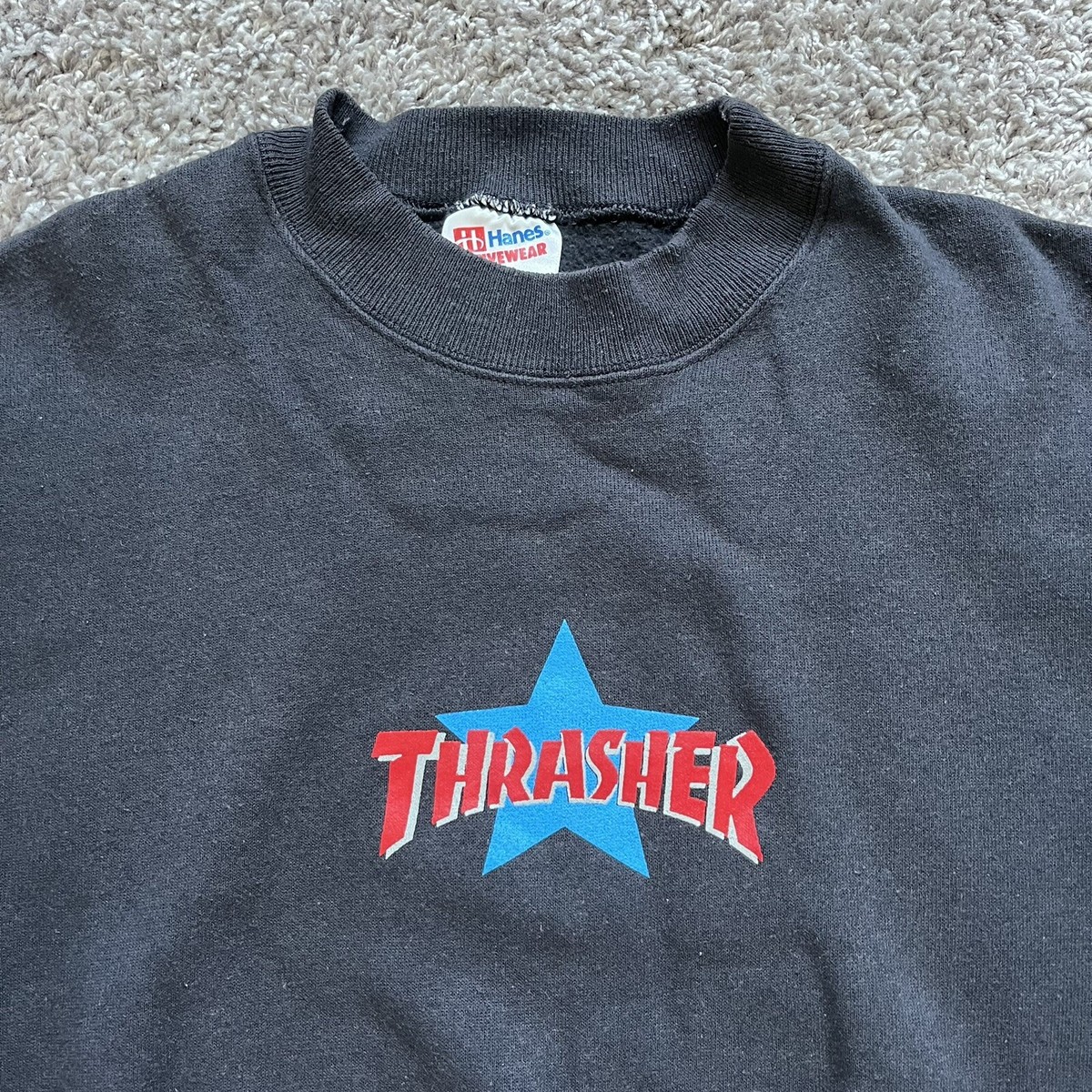 Vintage 90s Thrasher skateboarding star logo crewneck 90s