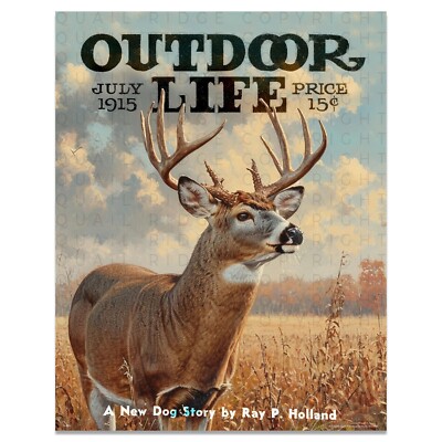 Vintage Whitetail Deer Art Print Hunting Magazine Fishing Cabin