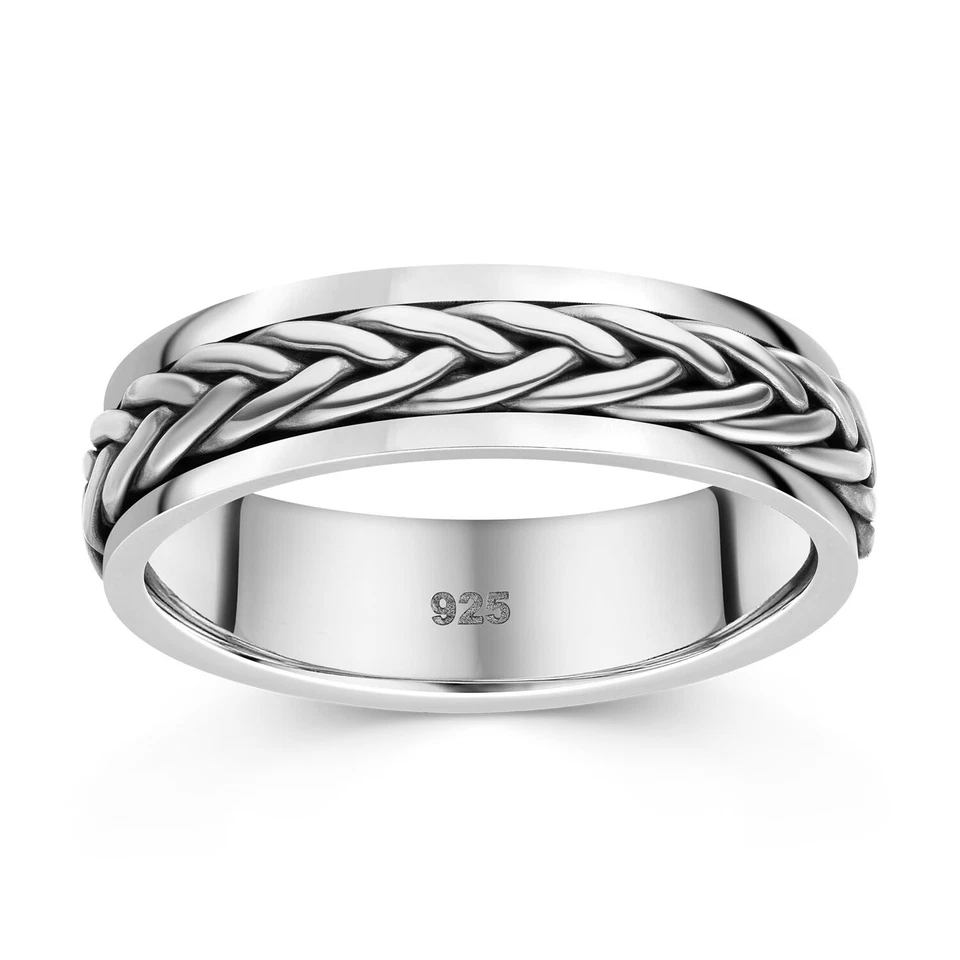 MATERIA Anti Stress Ring drehbar Silber 925 mit Flechtmuster - Bild 3 von 4