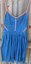COOPERATIVE Dress Urban Outfitters W 8 OPEN BACK Blue With Coral Babydoll