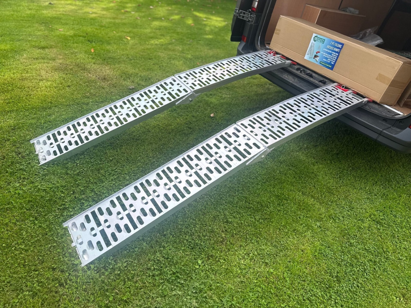 2 x Extra Wide Heavy Duty Quad Bike Lawn Mower Ride On Folding Aluminium Ramps eBay