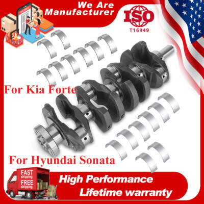 2.4L Engine Crankshaft W/ Main & Rod Bearing Kit for Hyundai Sonata Kia Forte US