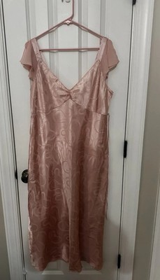 Oscar de La Renta Pink Label Blush satin romantic flowy slip dress  Women s XL
