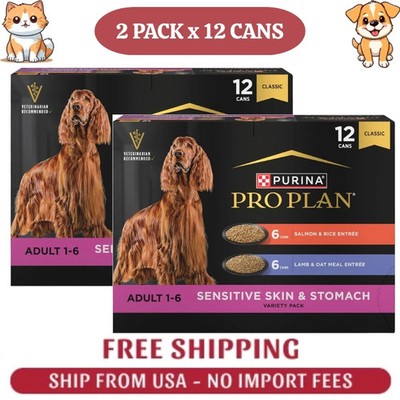 2 PACK Purina Pro Plan Sensitive Skin and Stomach Wet Dog Food,(Pack of 12) 13oz