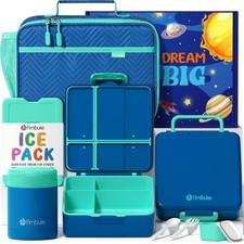 Kids Bento Lunch Box Set with Insulated Bag, 4 Compartments, Food Jar Utensils