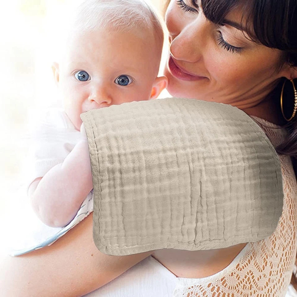 Paquete de 10 paños para eructos de muselina de algodón orgánico para bebés grandes suaves absorbentes Foto 4 de 4